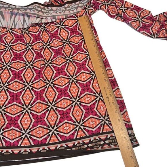 Chico’s Graphic Pattern‎ Off the Shoulder Long Sleeves Top Size Medium - Picture 7 of 14